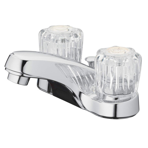 ZAALBA Polished Chrome with Acrylic Round Knobs Bathroom Sink Faucet